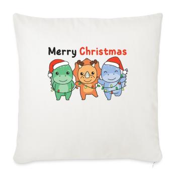 Dino Christmas Winter Animals Dino - Sofa pillowcase 17,3'' x 17,3'' (45 x 45 cm) - natural white - Front