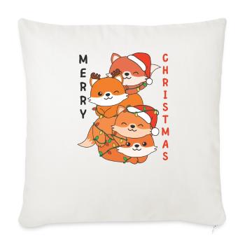 Renard, Arbre de Noël, Animaux de Noël, Renards - Housse de coussin décorative 45 x 45 cm - blanc nature - Devant