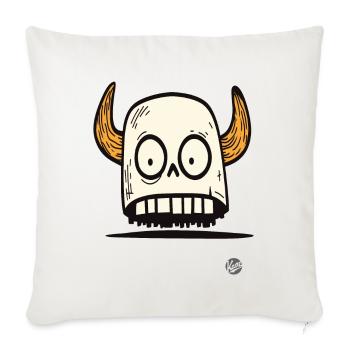 Crâne viking avec cornes - Housse de coussin décorative 45 x 45 cm - blanc nature - Devant