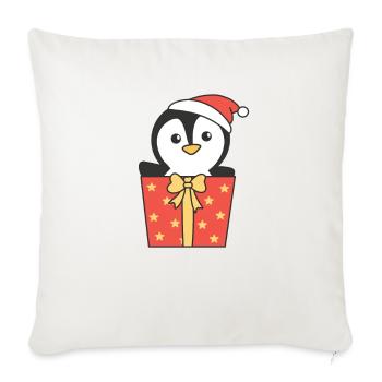 Pingouin Cadeau de Noël Animaux d’hiver - Housse de coussin décorative 45 x 45 cm - blanc nature - Devant
