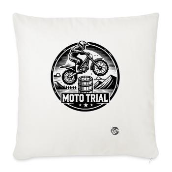 Motocross Motorsport Barrel Jump au Moto Trial - Housse de coussin décorative 45 x 45 cm - blanc nature - Devant