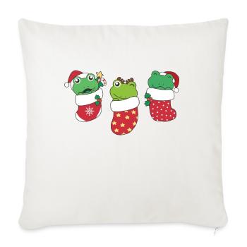 Grenouilles mignonnes en chaussette de Noël pour Noël - Housse de coussin décorative 45 x 45 cm - blanc nature - Devant
