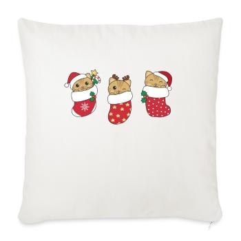 Chats mignons en chaussettes de Noël pour Noël - Housse de coussin décorative 45 x 45 cm - blanc nature - Devant