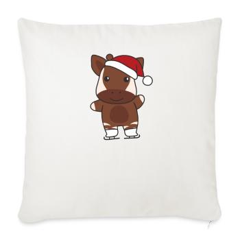 Okapi Christmas Skating Okapis - Sofa pillowcase 17,3'' x 17,3'' (45 x 45 cm) - natural white - Front
