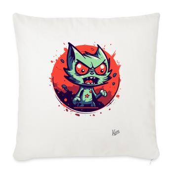 Chat Aggro Drôle Fou - Housse de coussin décorative 45 x 45 cm - blanc nature - Devant