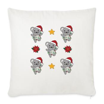 Souris Noël Hiver Animaux Souris - Housse de coussin décorative 45 x 45 cm - blanc nature - Devant