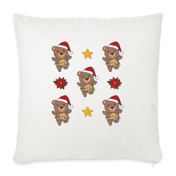 Ours Noël Hiver Animaux Ours - Housse de coussin décorative 45 x 45 cm - blanc nature - Devant