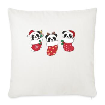 Cute Panda in Christmas Sock for Christmas Panda - Sofa pillowcase 17,3'' x 17,3'' (45 x 45 cm) - natural white - Front
