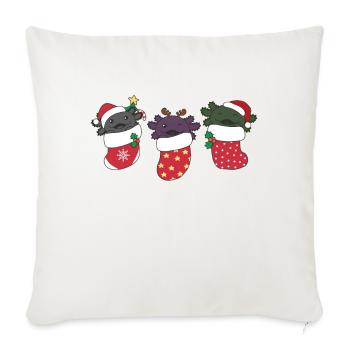 De jolis axolotls en chaussettes de Noël pour Noël - Housse de coussin décorative 45 x 45 cm - blanc nature - Devant