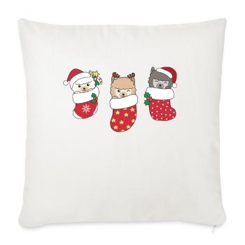 De jolis alpagas en chaussettes de Noël - Housse de coussin décorative 45 x 45 cm - blanc nature - Devant