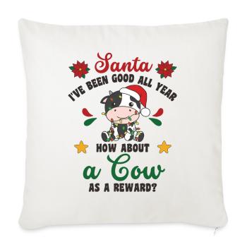 Je veux une vache pour Noël vaches douces - Housse de coussin décorative 45 x 45 cm - blanc nature - Devant