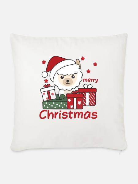 Alpaka Weihnachten Geschenk Winter Tiere Alpaka - Sofakissenbezug 45 x 45 cm - Naturweiß