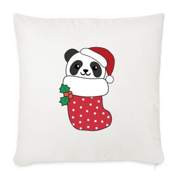 Cute Panda in Christmas Sock for Christmas Panda - Sofa pillowcase 17,3'' x 17,3'' (45 x 45 cm) - natural white - Front