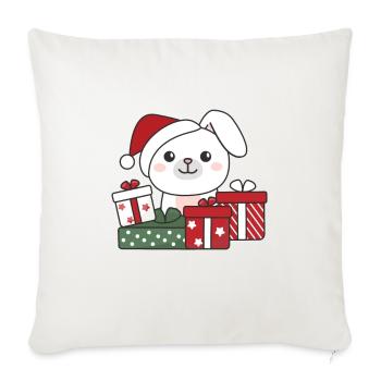 Lapin Cadeau de Noël Animaux d’hiver Lapin - Housse de coussin décorative 45 x 45 cm - blanc nature - Devant