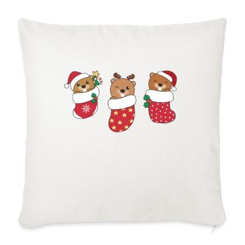 De mignons castors en chaussettes de Noël pour Noël - Housse de coussin décorative 45 x 45 cm - blanc nature - Devant
