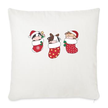 Cute cows in Christmas sock for Christmas cow - Sofa pillowcase 17,3'' x 17,3'' (45 x 45 cm) - natural white - Front