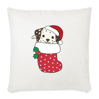 Cute dogs in Christmas socks for Christmas - Sofa pillowcase 17,3'' x 17,3'' (45 x 45 cm) - natural white - Front