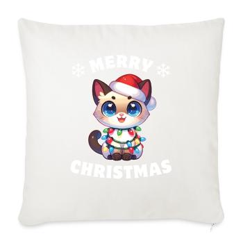 Chapeau de Noël Fées de Noël Chat Siamois - Housse de coussin décorative 45 x 45 cm - blanc nature - Devant