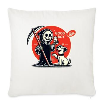 Grim Reaper Playing with Dog: Good Boy - Sofa pillowcase 17,3'' x 17,3'' (45 x 45 cm) - natural white - Front