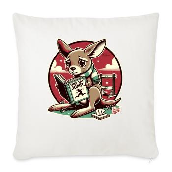 Un kangourou triste lit un livre sur la conformité - Housse de coussin décorative 45 x 45 cm - blanc nature - Devant