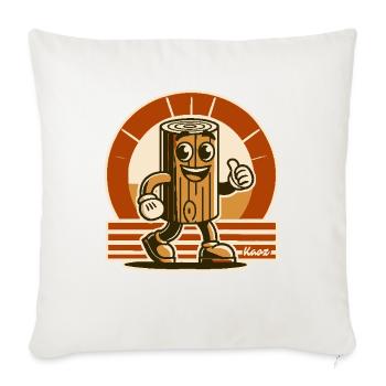 Cheerful wooden block, funny piece of wood - Sofa pillowcase 17,3'' x 17,3'' (45 x 45 cm) - natural white - Front