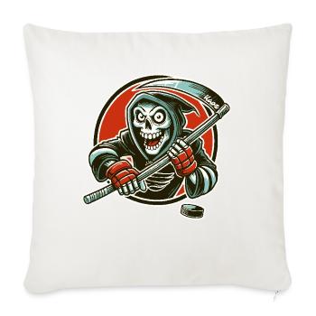 Grim Reaper playing hockey with puck - Sofa pillowcase 17,3'' x 17,3'' (45 x 45 cm) - natural white - Front