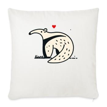 Drôle de fourmilier avec cœur - Housse de coussin décorative 45 x 45 cm - blanc nature - Devant