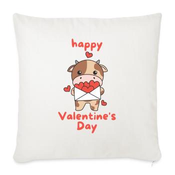 Vache pour la Saint-Valentin animaux mignons avec des cœurs - Housse de coussin décorative 45 x 45 cm - blanc nature - Devant