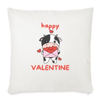 Vache pour la Saint-Valentin animaux mignons avec des cœurs - Housse de coussin décorative 45 x 45 cm - blanc nature - Devant