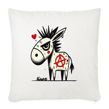 Rebellious & Funny: Anarchy Punk Donkeys - Sofa pillowcase 17,3'' x 17,3'' (45 x 45 cm) - natural white - Front