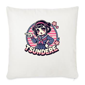 Fille japonaise coquine Tsundere - Housse de coussin décorative 45 x 45 cm - blanc nature - Devant