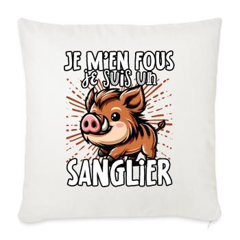 Je m’en fous je suis un sanglier - sweet - Housse de coussin décorative 45 x 45 cm - blanc nature - Devant