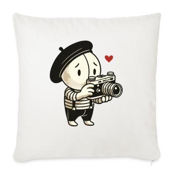 The Shy Pantomime Photographer - Sofa pillowcase 17,3'' x 17,3'' (45 x 45 cm) - natural white - Front