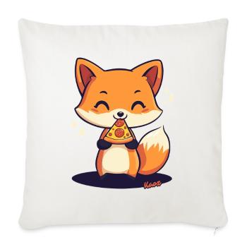 Cute kawaii fox with pizza - Sofa pillowcase 17,3'' x 17,3'' (45 x 45 cm) - natural white - Front