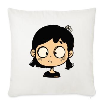 fille de dessin animé réfléchie - Housse de coussin décorative 45 x 45 cm - blanc nature - Devant