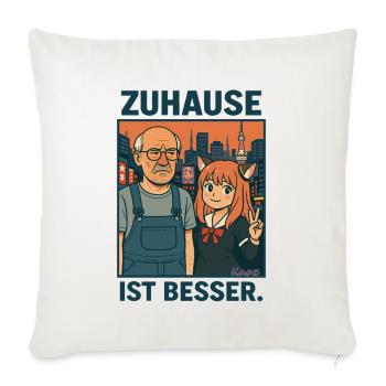 Peter Pathless au Japon – Home is better - Housse de coussin décorative 45 x 45 cm - blanc nature - Devant