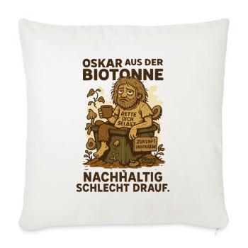 Oskar de la poubelle de déchets organiques avec des paroles et des ordures - Housse de coussin décorative 45 x 45 cm - blanc nature - Devant