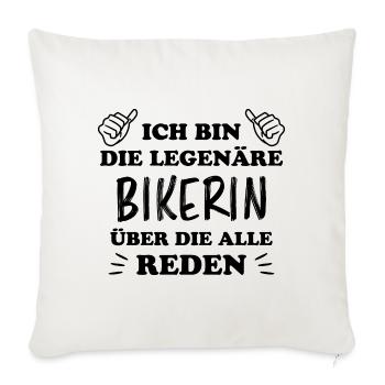 Bikerin Lustiger Spruch Bike Fun Sprüche Geschenk - Sofakissenbezug 45 x 45 cm - Naturweiß  - Vorne