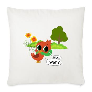 Vogel frisst Wurm - Sofakissenbezug 45 x 45 cm - Naturweiß  - Vorne