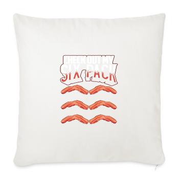 Fitness Humor Check Out My Six Pack Bacon Lover - Sofa pillowcase 17,3'' x 17,3'' (45 x 45 cm) - natural white - Front