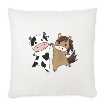 Cow Horse Farm Cute Animals Farmer Farmer - Sofa pillowcase 17,3'' x 17,3'' (45 x 45 cm) - natural white - Front