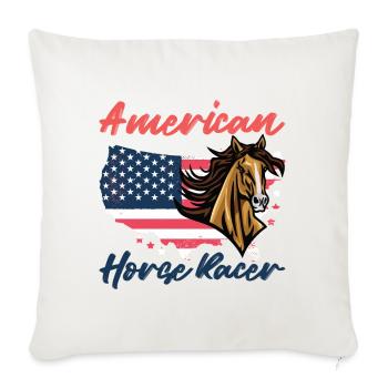 Horse Racing - Reiter Tshirt American Horse Rider - Sofakissenbezug 45 x 45 cm - Naturweiß  - Vorne