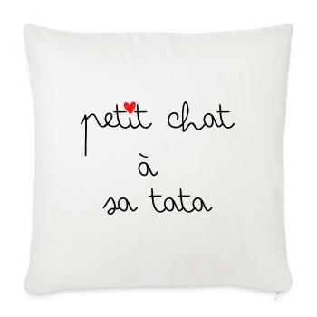 Petit chat à sa tata - Housse de coussin décorative 45 x 45 cm - blanc nature - Devant