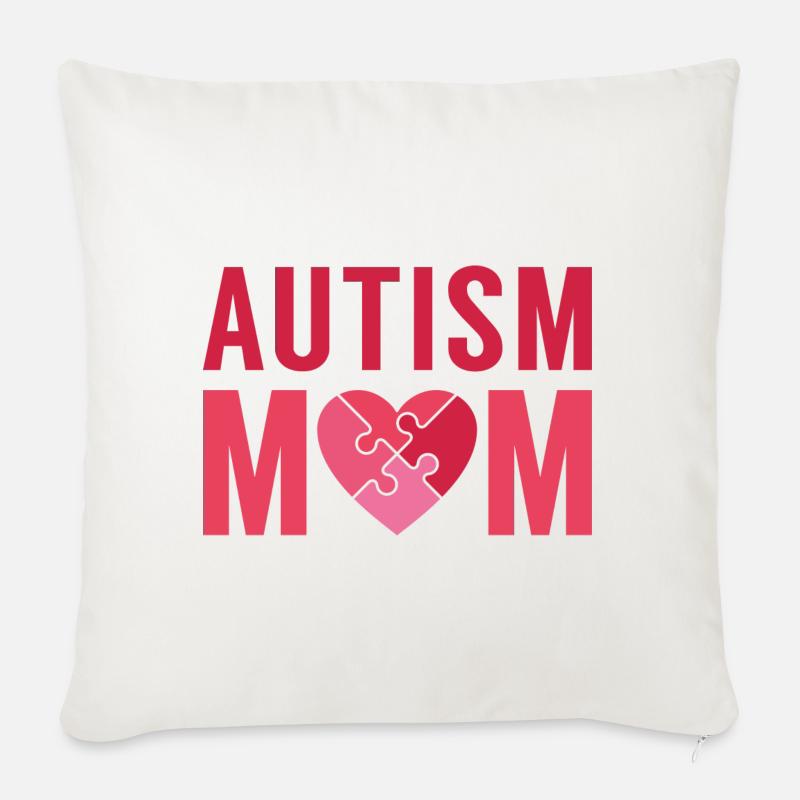 Maman autiste - Housse de coussin décorative 45 x 45 cm - blanc nature