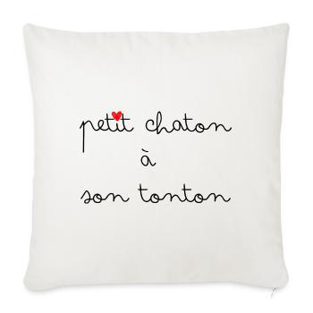 Petit chaton à son tonton - Housse de coussin décorative 45 x 45 cm - blanc nature - Devant