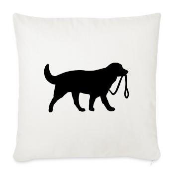Dog with leash - Sofa pillowcase 17,3'' x 17,3'' (45 x 45 cm) - natural white - Front