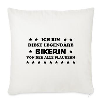 Bikerin Lustiger Spruch Bike Fun Sprüche Geschenk - Sofakissenbezug 45 x 45 cm - Naturweiß  - Vorne