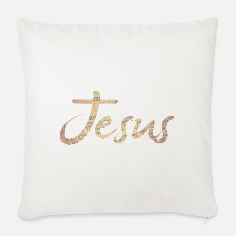Jésus - Housse de coussin décorative 45 x 45 cm - blanc nature
