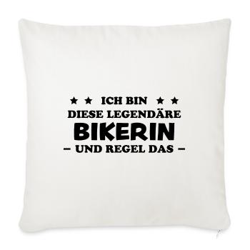 Bikerin Lustiger Spruch Bike Fun Sprüche Geschenk - Sofakissenbezug 45 x 45 cm - Naturweiß  - Vorne