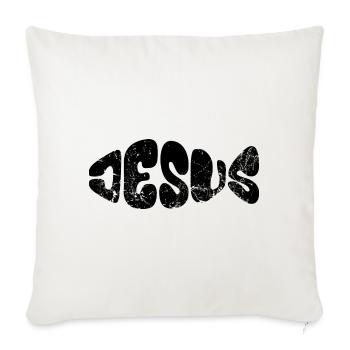 Jésus - Poisson - Amour - Croyants - Don - Housse de coussin décorative 45 x 45 cm - blanc nature - Devant
